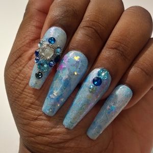 Frozen press on nails with Swarovski crystals